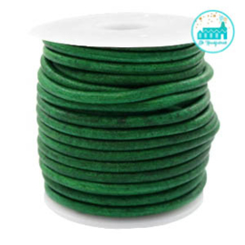 Round Leather String 3 mm Vintage Green