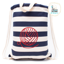 PROJECT BAG Canvas Blauw wit gestreept Bol Wol