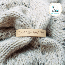 Leren Sjaal lus met drukknoop 21 cm LAS NATUREL KEEP ME WARM STRAK