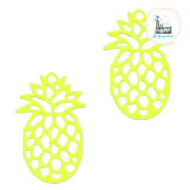 Bedel Bohemian ananas neon geel  19 mm x 12 mm