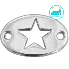 Silver Metal Label with Star 20 mm x 13 mm