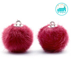 Mini Pompons Faux Fur 16 mm Cherry Pink