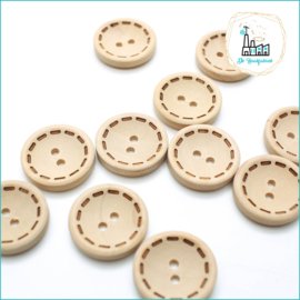 Wooden Button 20 mm 'Stitching'