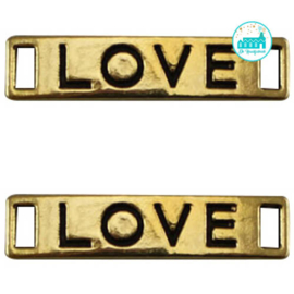 Metalen label Love Goudkleurig 28 mm x 7 mm