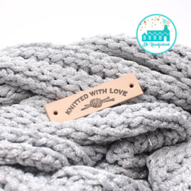 Knitted With Love Leren label 1,5 cm breed Bedrukt