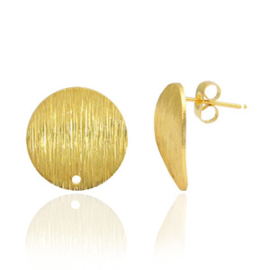 Brass TQ metaal oorstekers rond 15mm met oogje Goud