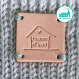 Vierkant Leren Label Housse d'ipad  groot 3,5 cm x 3,5 cm