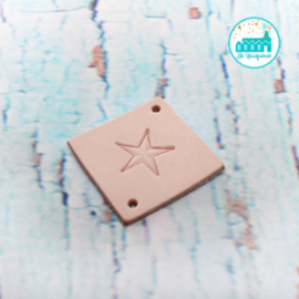 Square Leather Label 3,5 cm x 3,5 cm 'Star'