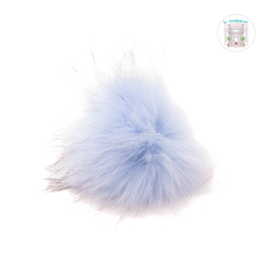 Pompon kunstbont  9 cm doorsnede Licht blauw met Elastiekje