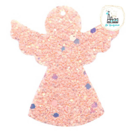 Imi leer hangers engel met glitters Pink 5 CM