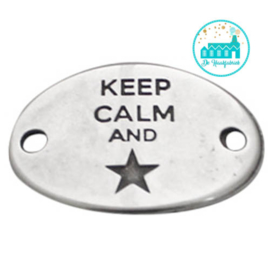 Silver Metal Label 'Keep Calm and star' 29 mm x 20 mm