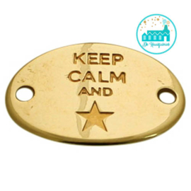 Gold Metal Label 'Keep Calm and star' 29 mm x 20 mm