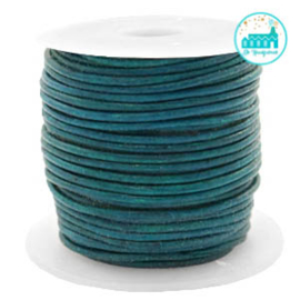 Round Leather String 1 mm Dark Turquoise