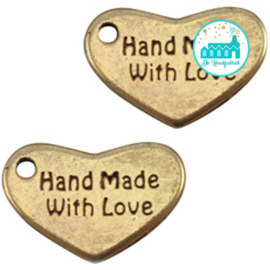 Bronze Heart Metal Label 'Handmade With Love' 12MM