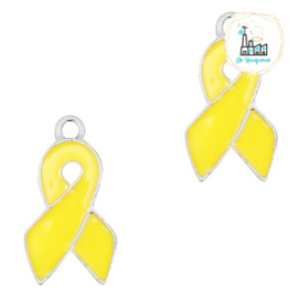 Metalen bedels ribbon Zilver-Yellow 18 x 9 mm