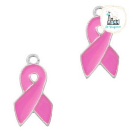 bedels ribbon Zilver-pink 18 x 10 MM