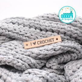 Leren Label I Love Crochet vet Bedrukt