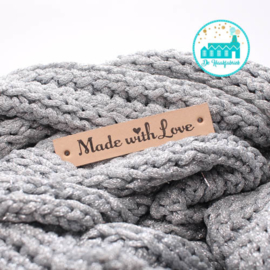 Made With Love label met hartje  Leren Label 1,5 cm breed Bedrukt