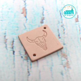 Square Leather Label 3,5 cm x 3,5 cm 'Bull'