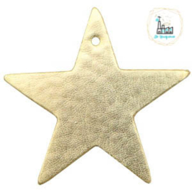 Leer hangers metallic Ster Light gold 5 cm