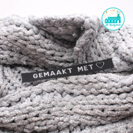 Ironing Label 'Gemaakt met (lover)' black with silver