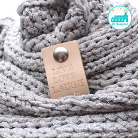 Big Labels with Push-Button Naturel 10 cm x 3 cm 'Live Love Laugh'