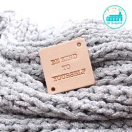 Square Leather Label 3,5 cm x 3,5 cm 'Be Kind to Yourself'