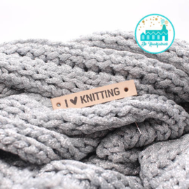 Leren Label I Love Knitting Bedrukt