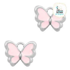 bedels vlinder Zilver-Pink 13 x 10 MM