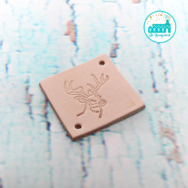 Square Leather Label 3,5 cm x 3,5 cm 'Deer'