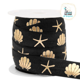 Elastisch lint shell/sea star Black-gold