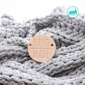 Round leather Label 3,5 cm ‘Handmade with crochet needle’