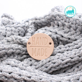 Ronde Leren label 3,5 cm Handmade met Haaknaald groot