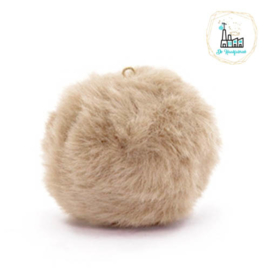 Pompon kunstbont  3,5 cm doorsnede Natural Bruin