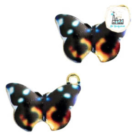 Metalen bedels vlinder Gold black-orange 19x14mm