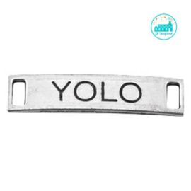 Silver Metal Label 'YOLO' 28 mm x 6 mm
