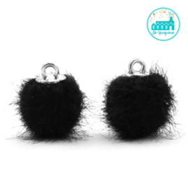 Mini Pompons Faux Fur 12 mm Zwart