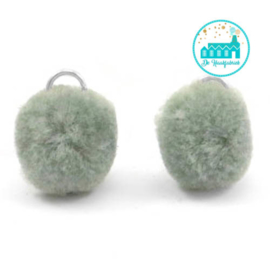 Mini Pompons 15 mm Green / Grey