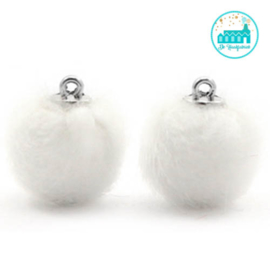 Mini Pompons Faux Fur 16 mm White