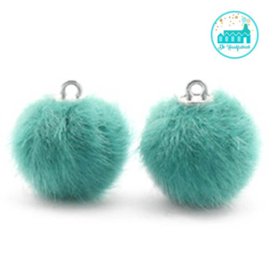 Mini Pompons Faux Fur 16 mm Blue Zircon