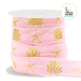 Elastisch lint shell/sea star Vintage pink-gold