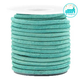 Round Leather String 3 mm Turquoise Green