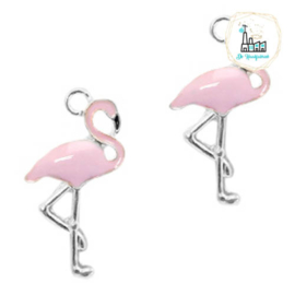 Bedels Flamingo 25.6 mm x 14.4mm Pink Zilver