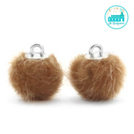 Mini Pompons Faux Fur 12 mm Gold Brown