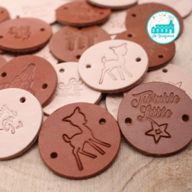 Round Leather Label 3,5 cm 'Gemaakt door Mama'