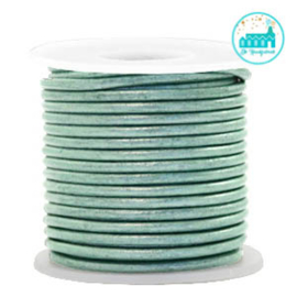 Leren Koord rond Pastel Green 2 mm