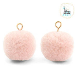 Pompom bedels met oog 15mm Creamy rose-gold