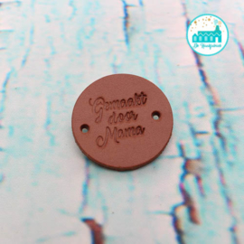 Round Leather Label 3,5 cm 'Gemaakt door Mama'