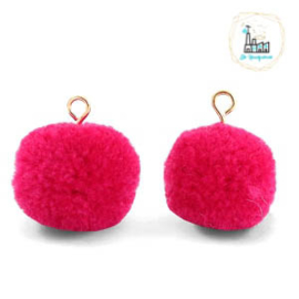 Pompom bedels met oog 15mm Cherish pink-gold