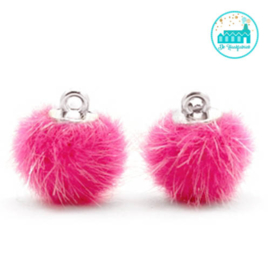 Mini Pompons Faux Fur 12 mm Magenta Pink